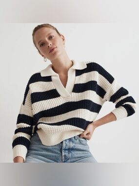 Madewell Waffle-Knit Henley Sweater XL